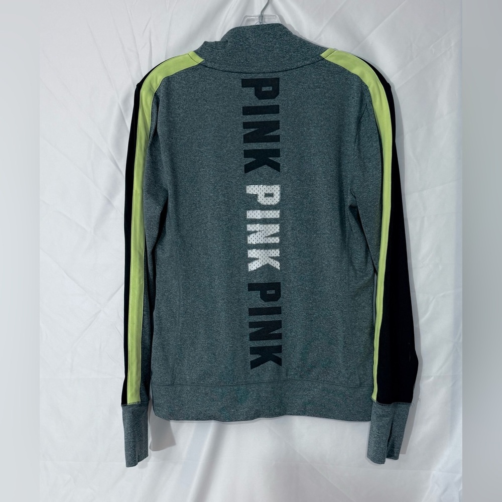 PINK VS Ultimate 1/4 Zip Pullover In Black/Grey With Pockets And Neon Accents - Picture 5 of 9